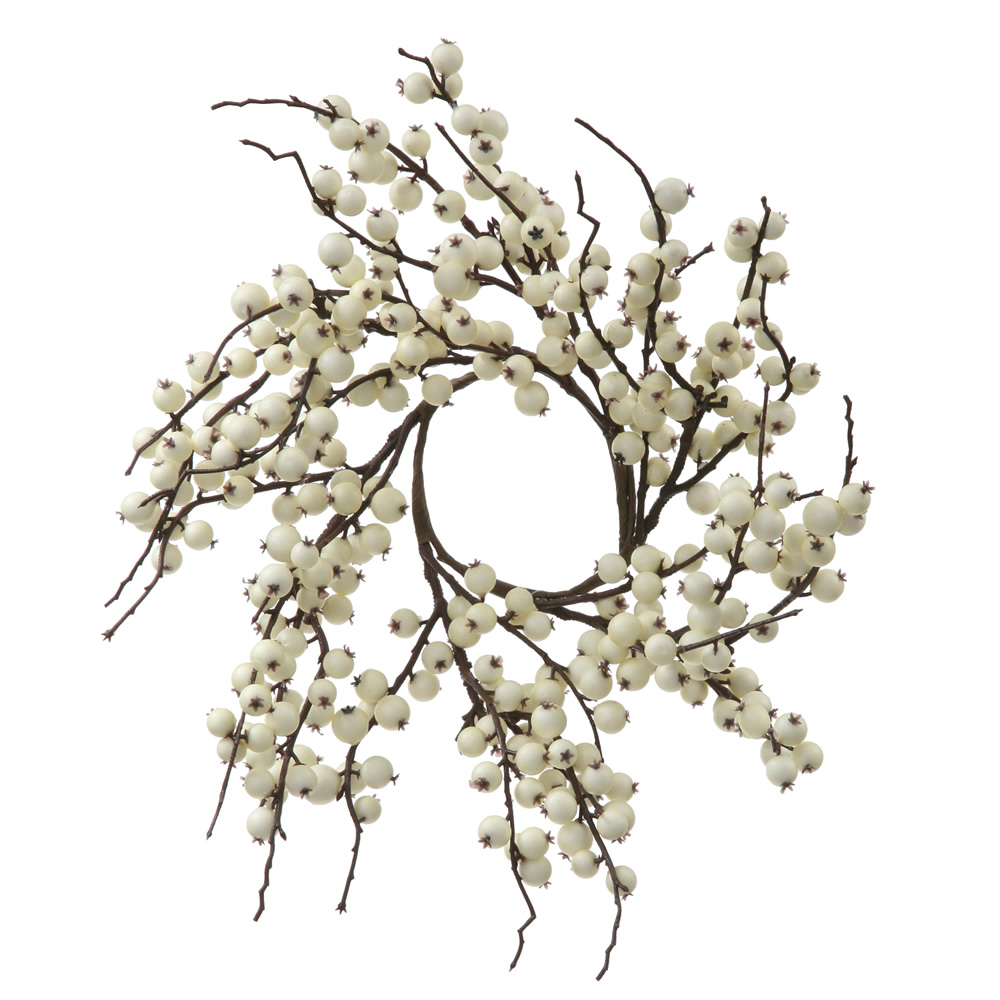 18 Inch White Fall Wild Berry Artificial Wedding Wreath Unlit Weather Resistant