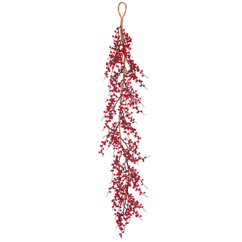 5 Foot Red Wild Berry Artificial Christmas Garland Unlit Weather Resistant