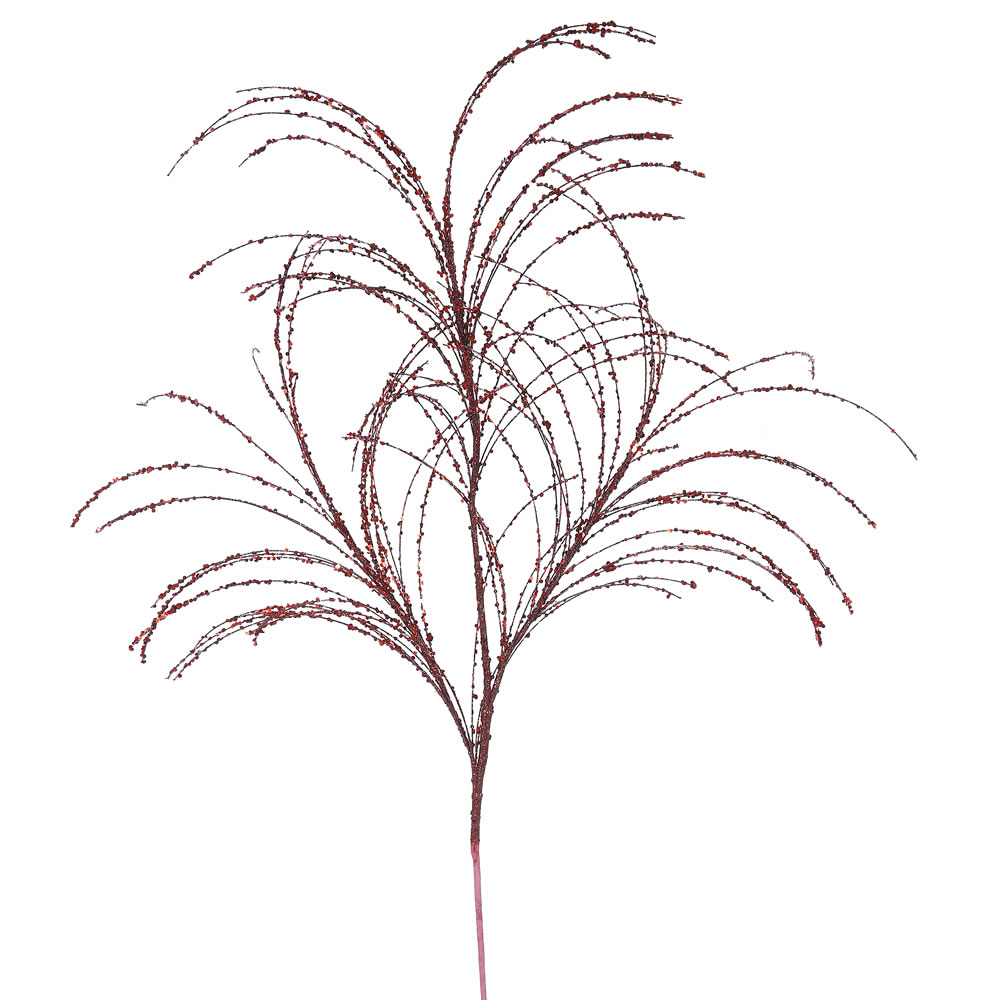 Burgundy Glitter Grass Decorative Artificial Wedding Spray