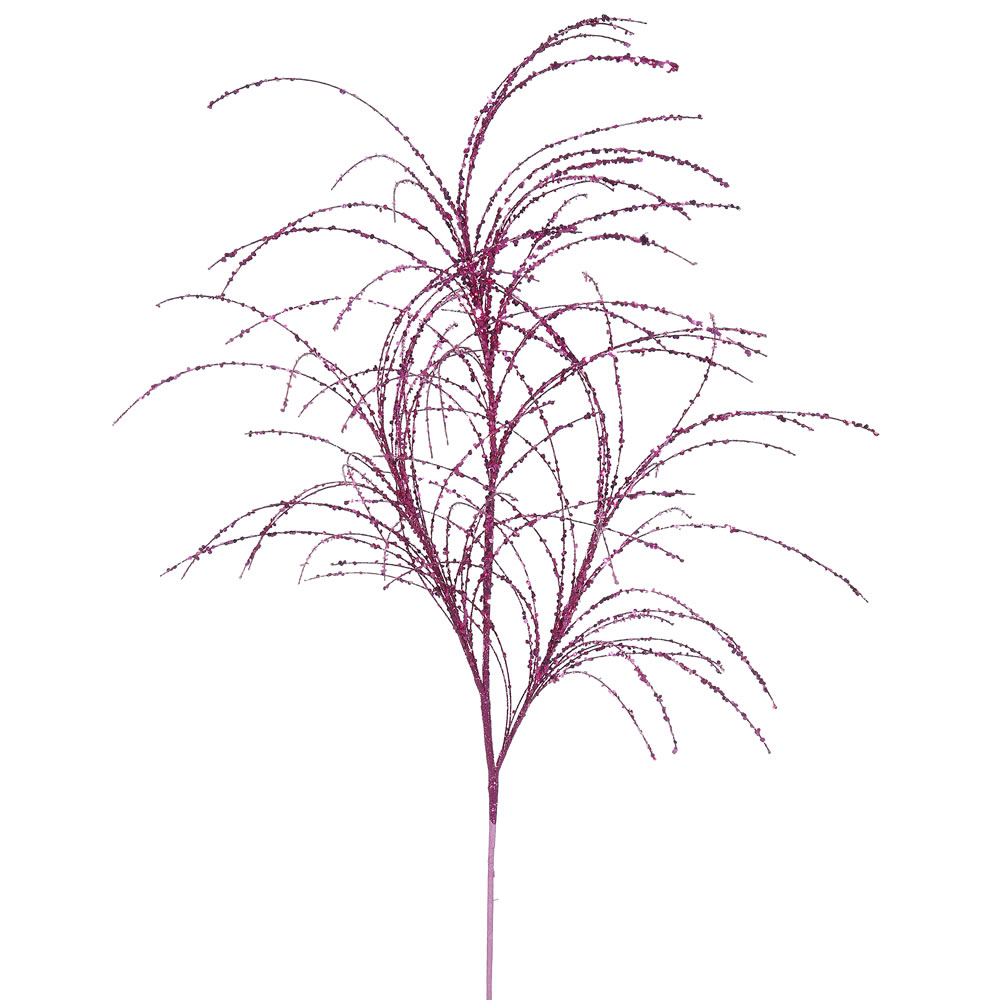 Cerise Pink Glitter Grass Decorative Artificial Wedding Spray