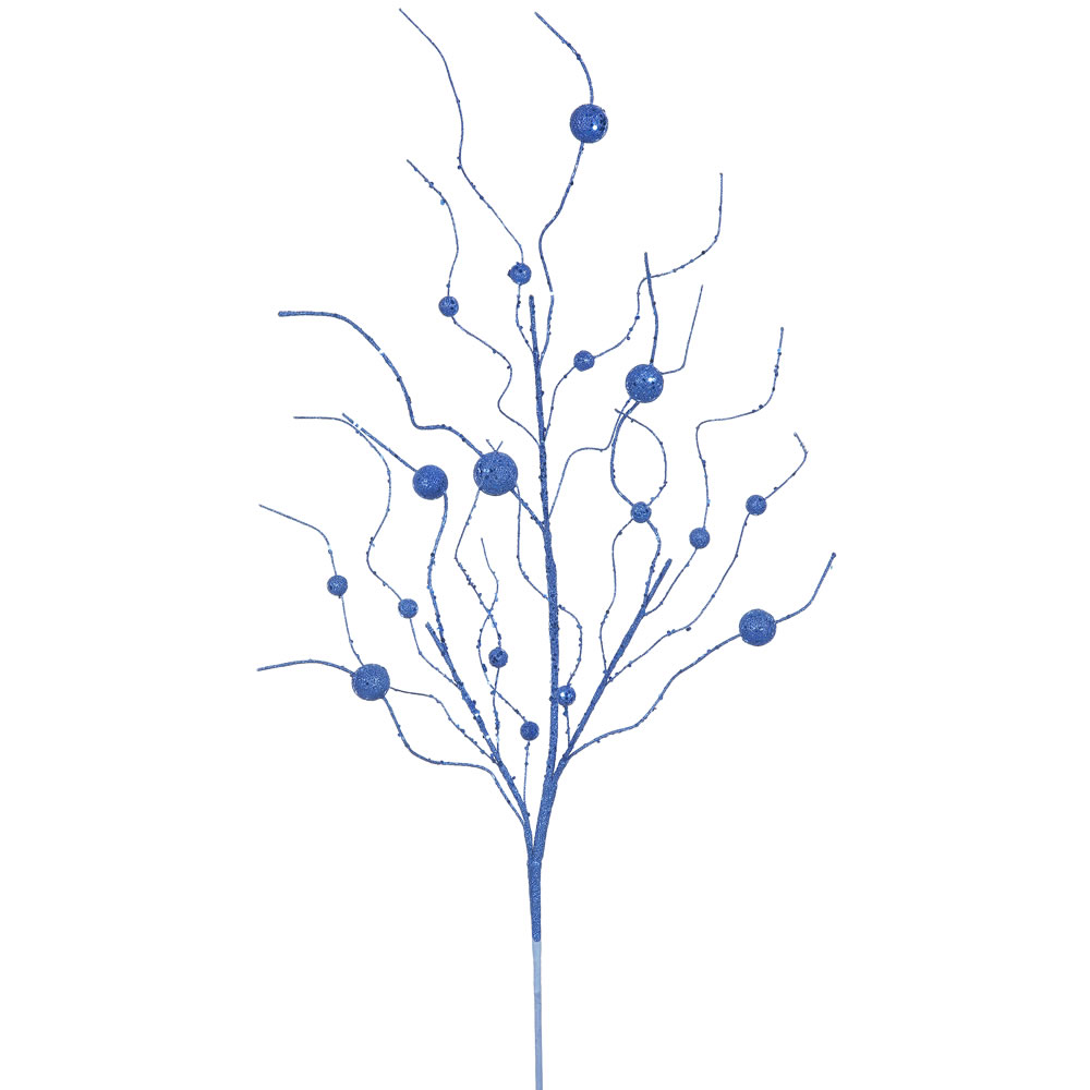 Blue Glitter Ball Decorative Artificial Christmas Spray