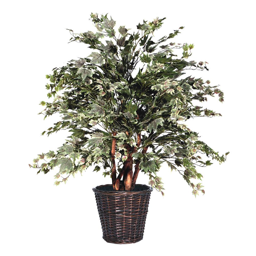 4 Foot Frosted Silver Maple Potted Artificial Plant