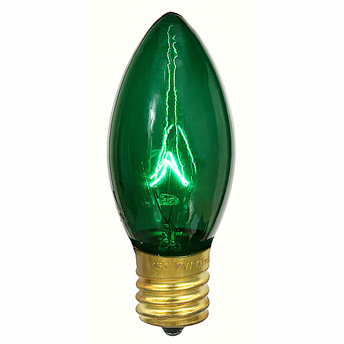 25 Incandescent C9 Green Transparent Retrofit E17 Socket Christmas Replacement Bulbs