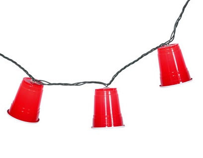 Christmastopia.com 10 Plastic Red Party Cup Lights Mini Clear Bulbs Green Wire