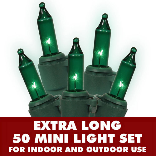 Christmastopia.com - 50 Mini Commercial Quality Green Christmas Light Set Green Wire