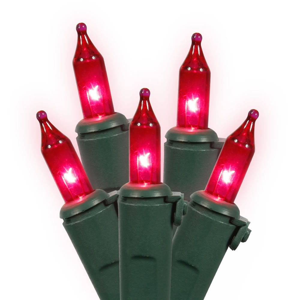 Christmastopia.com 50 Pink Mini Incandescent Christmas Light Set Green Wire 5.5 Inch Spacing