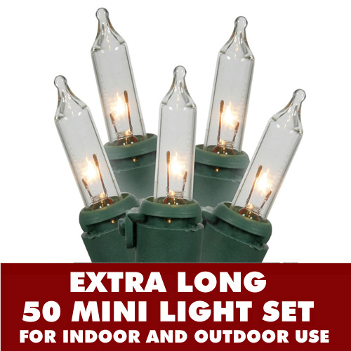 Christmastopia.com 50 DuraLit Incandescent Mini Clear Christmas Light Set Green Wire