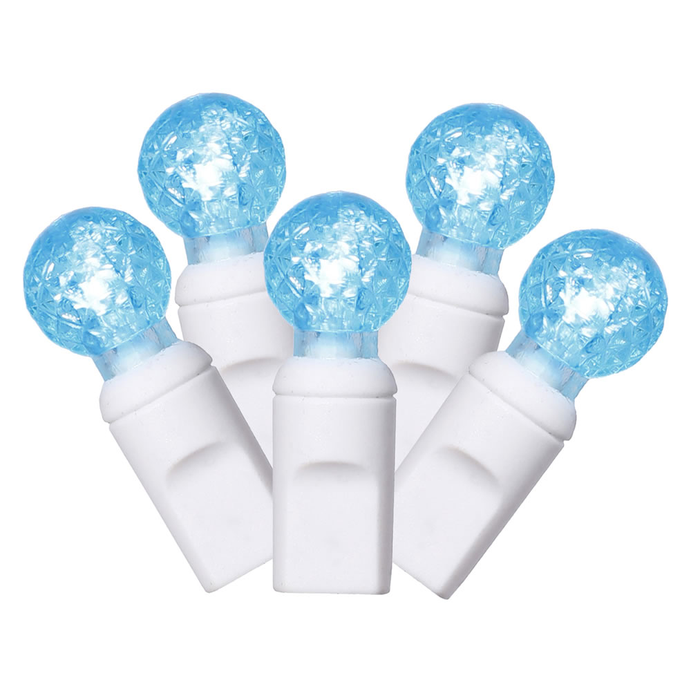 Christmastopia.com 100 Commercial Grade LED G12 Faceted Globe Teal Easter Light Set White Wire