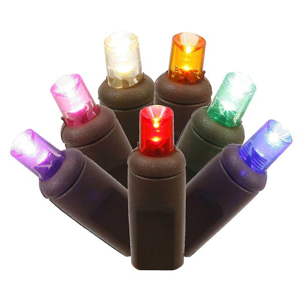 Christmastopia.com 50 LED 5MM Wide Angle Multi Color Christmas Light Set 6 Inch Spacing Brown Wire