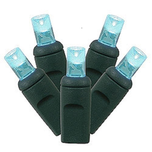 100 Commercial Grade LED 5MM Wide Angle Polka Dot Teal Christmas Light Set