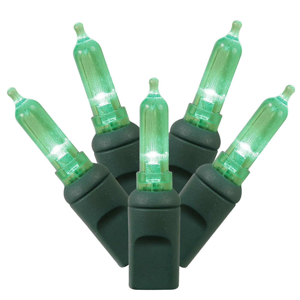 50 Commercial Grade LED M5 Italian Smooth Green Christmas Mini Light Set