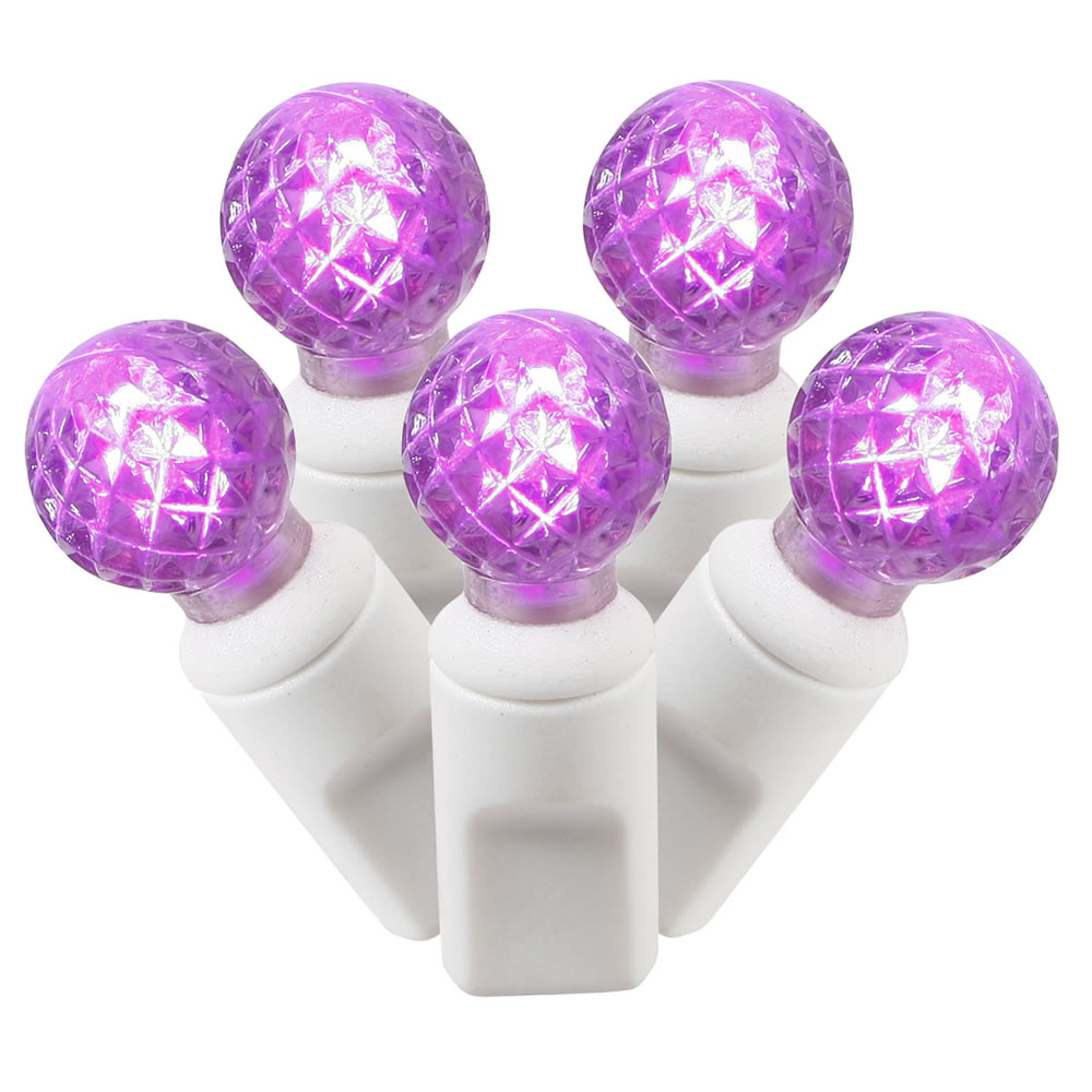 50 Commercial Grade LED G12 Purple Easter Light Set White Wire