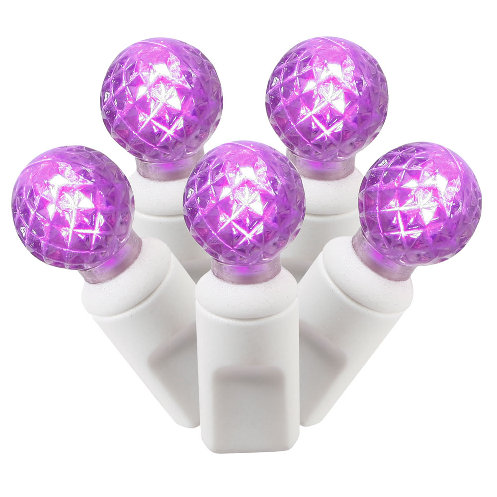 Christmastopia.com 50 Commercial Grade LED G12 Purple Easter Light Set White Wire