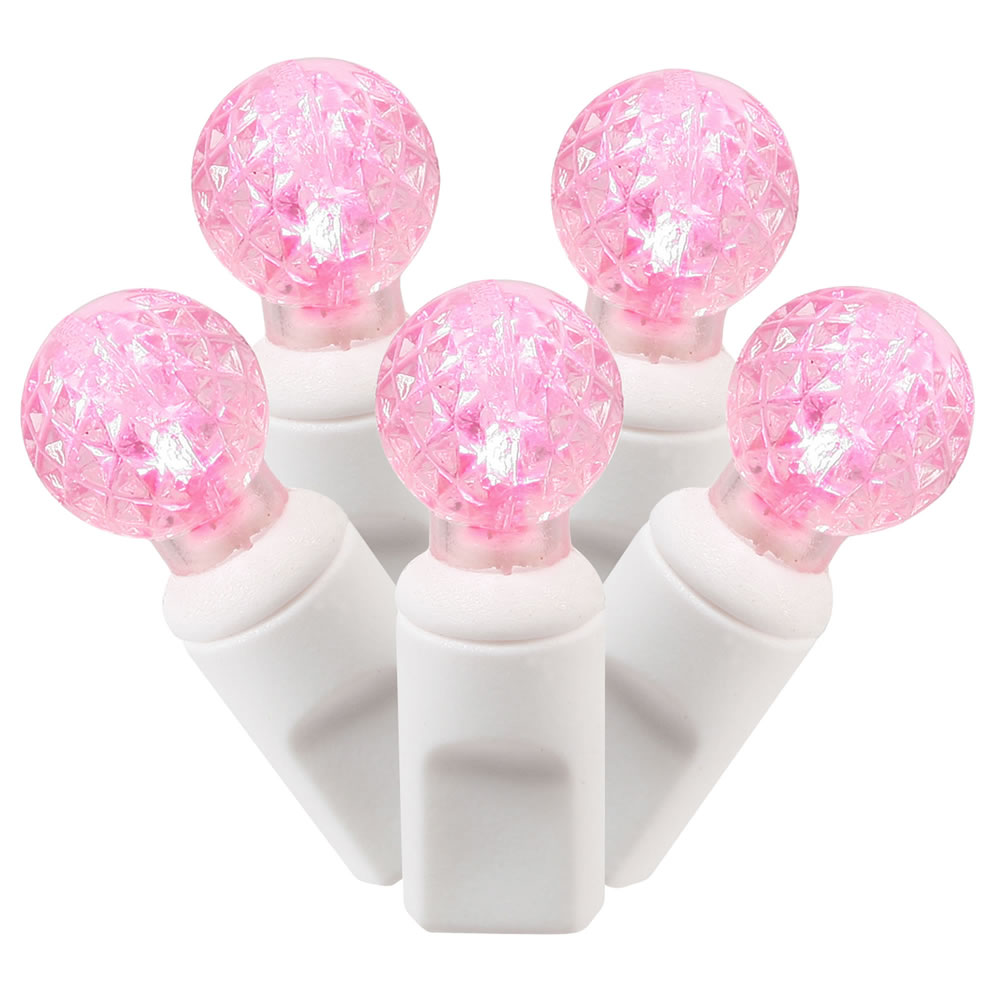 Christmastopia.com 50 Commercial Grade LED G12 Pink Christmas Light Set White Wire