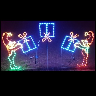 Elves Tossing Gifts Animated LED Lighted Outdoor Christmas Decoration
