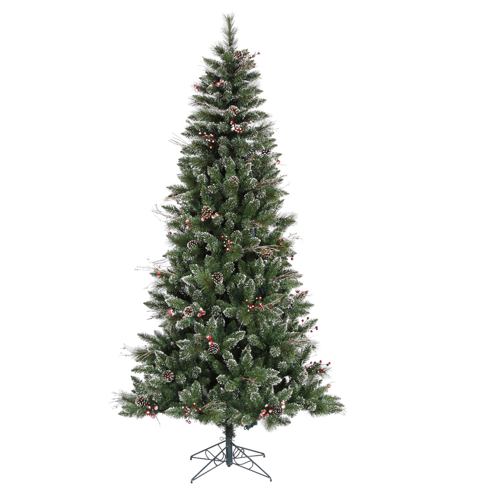 7 Foot Snow Tipped Pine and Berry Artificial Christmas Tree Unlit