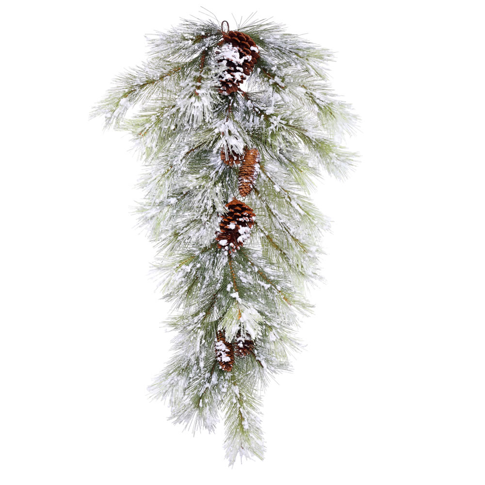 32 Inch Flocked Ashville Pine Artificial Christmas Teardrop Unlit