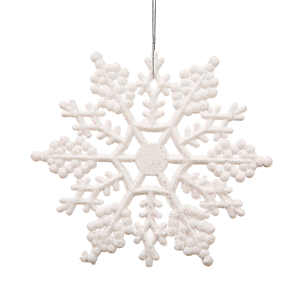 4 Inch White Glitter Snowflake Christmas Ornament 2 per Set4