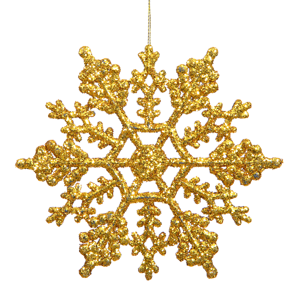4 Inch Antique Gold Glitter Snowflake Christmas Ornament 2 per Set4