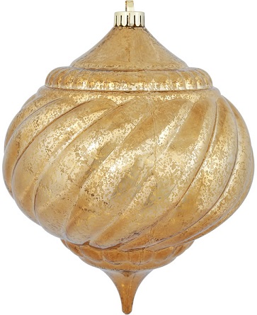 8 Inch Mocha Shiny Mercury Christmas Onion Spiral Ornament Shatterproof