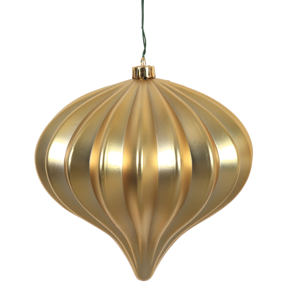 Christmastopia.com - 5.7 Inch Gold Matte Onion Ornament  Mardi Gras 3 per Set