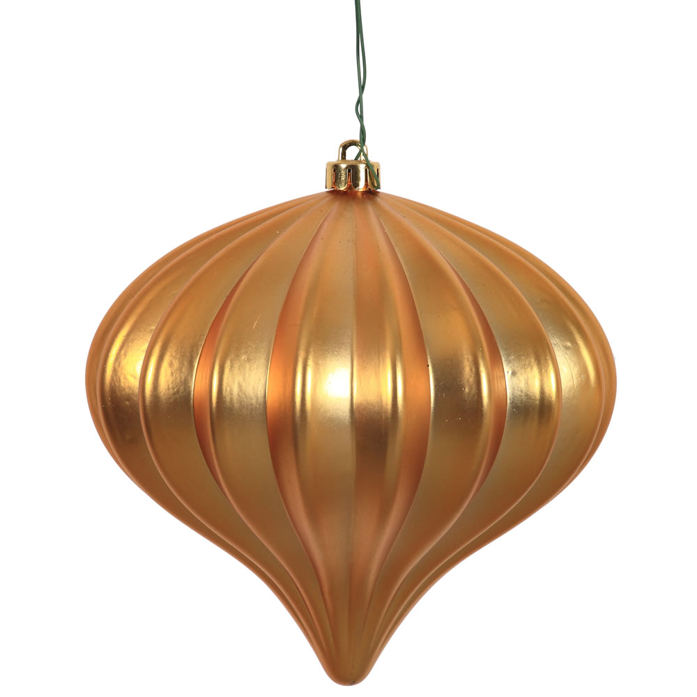 5.7 Inch Antique Gold Matte Onion Ornament 3 per Set