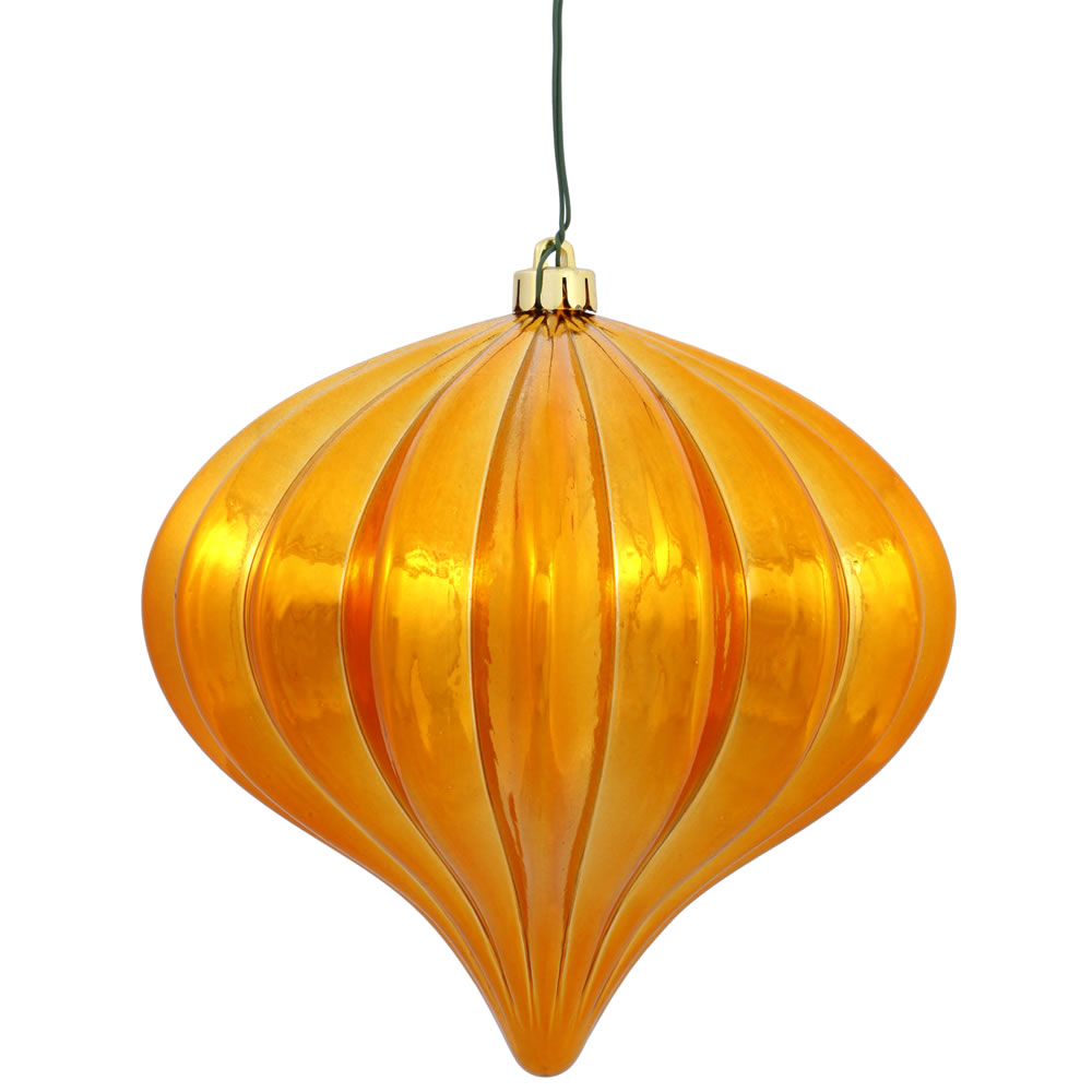 5.7 Inch Antique Gold Shiny Onion Ornament 3 per Set