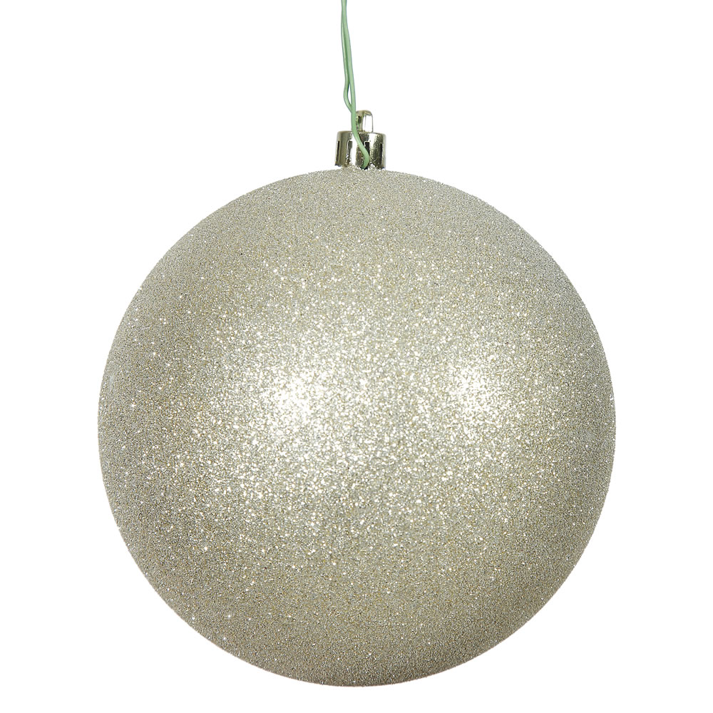 Christmastopia.com 4 Inch Champagne Glitter Christmas Ball Ornament Shatterproof 6 per Set