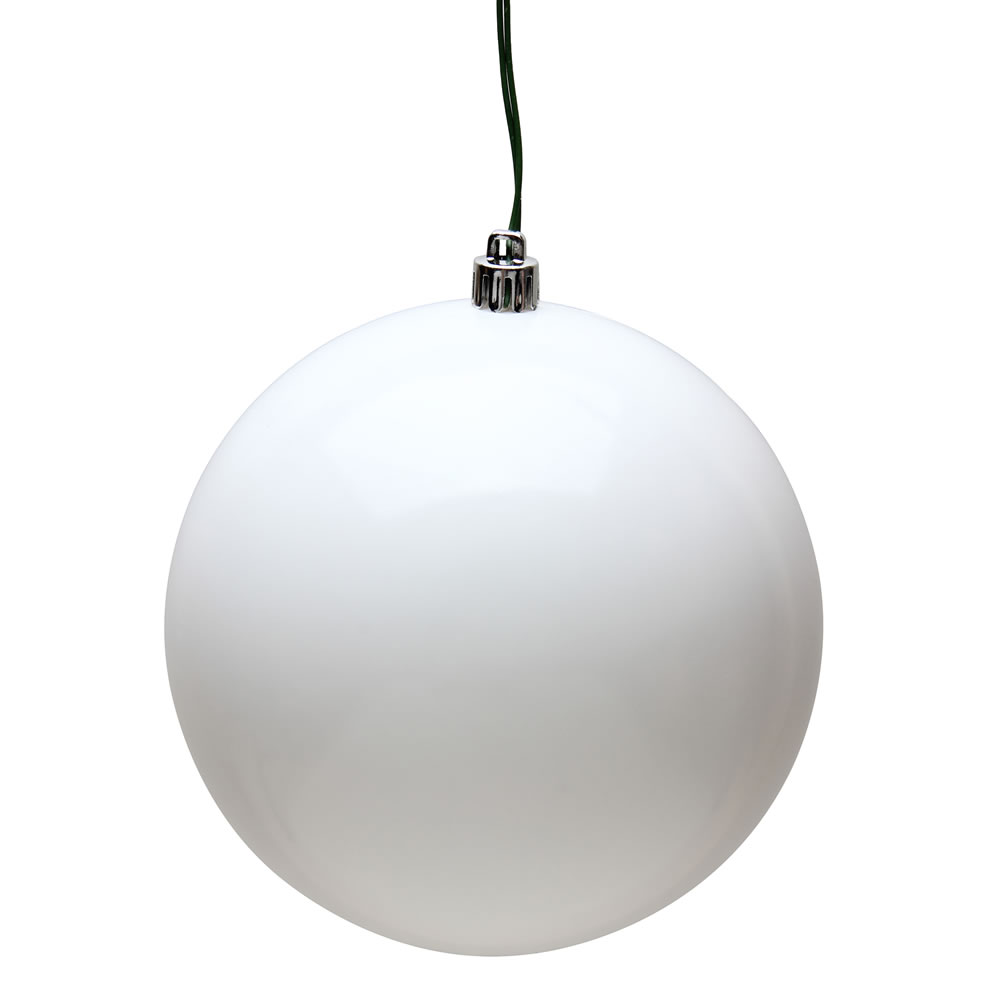 Christmastopia.com 8 Inch White Candy Christmas Ball Ornament UV Shatterproof