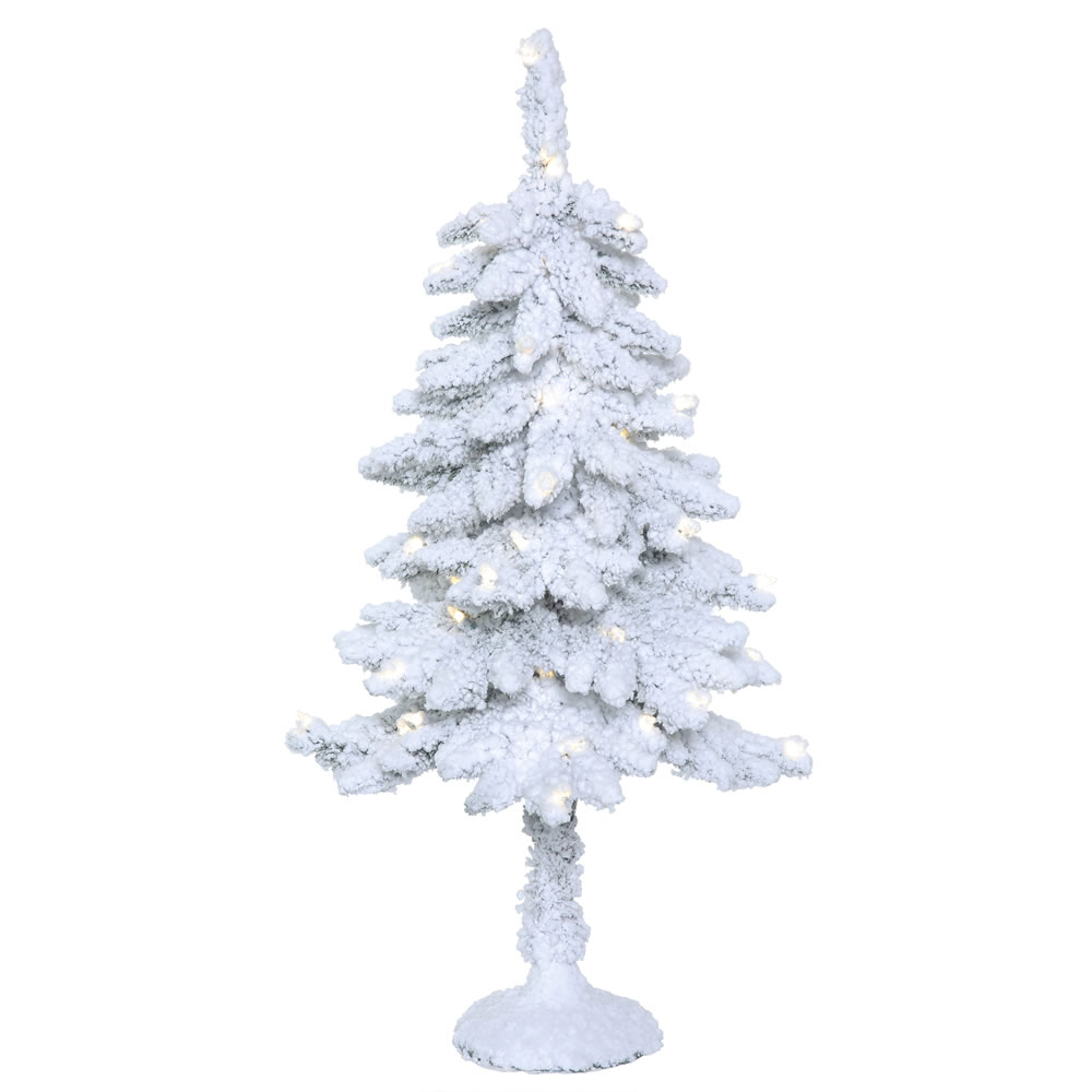3 Foot Snowy Alpine Artificial Christmas Tree - 50 LED M5 Italian Warm White Mini Lights