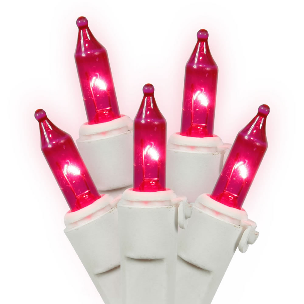 Christmastopia.com 100 Pink Mini Incandescent Easter Light Set White Wire 4 Inch Spacing