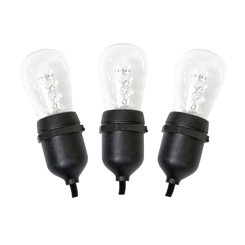 Christmastopia.com 12 LED S14 Patio Transparent Warm White Christmas Light Set Black Wire