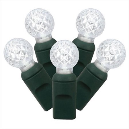 Christmastopia.com 50 Commercial Grade LED G12 Cool White Christmas Light Set Green Wire