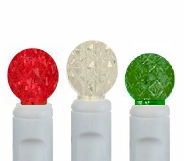 Christmastopia.com - 50 LED G12 Red Warm White And Green Christmas Light Set 6 Inch Spacing White Wire