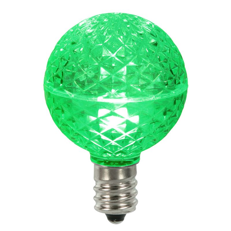 25 LED G40 Globe Green Faceted Retrofit Night Light C7 Socket Replacement Bulbs