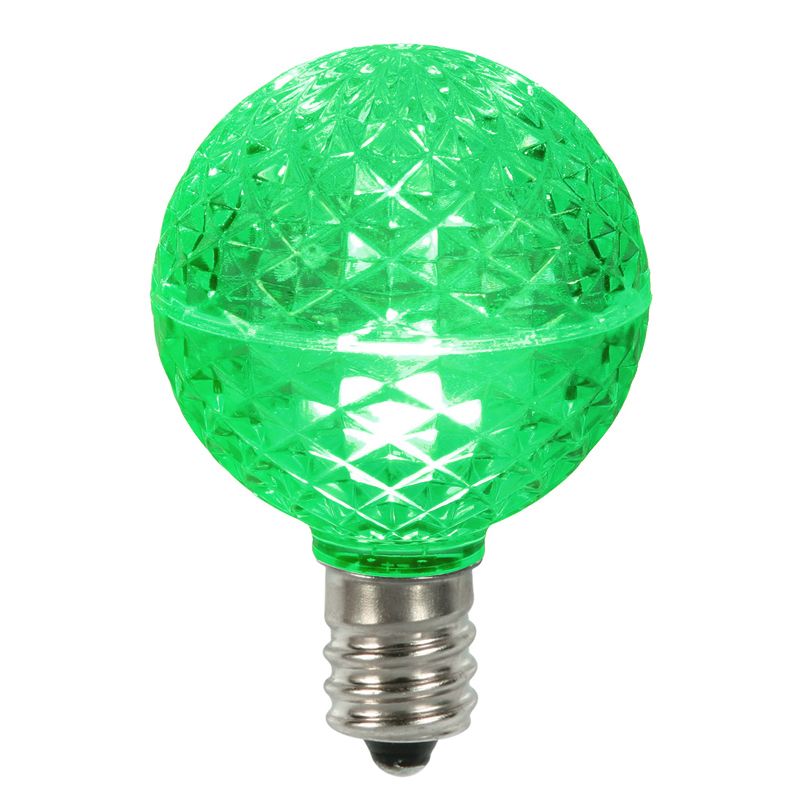 Christmastopia.com 25 LED G40 Globe Green Faceted Retrofit Night Light C7 Socket Replacement Bulbs