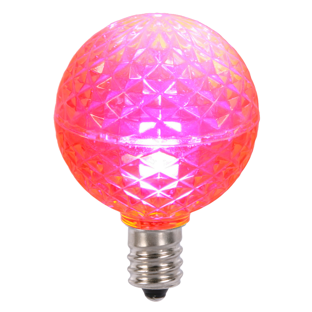 25 LED G40 Globe Pink Faceted Retrofit Night Light C7 Socket Replacement Bulbs